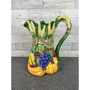 FITZ and FLOYD HARVEST Vintage Home Ceramic 1.75 qt Vegetables Fall Pitcher 1995